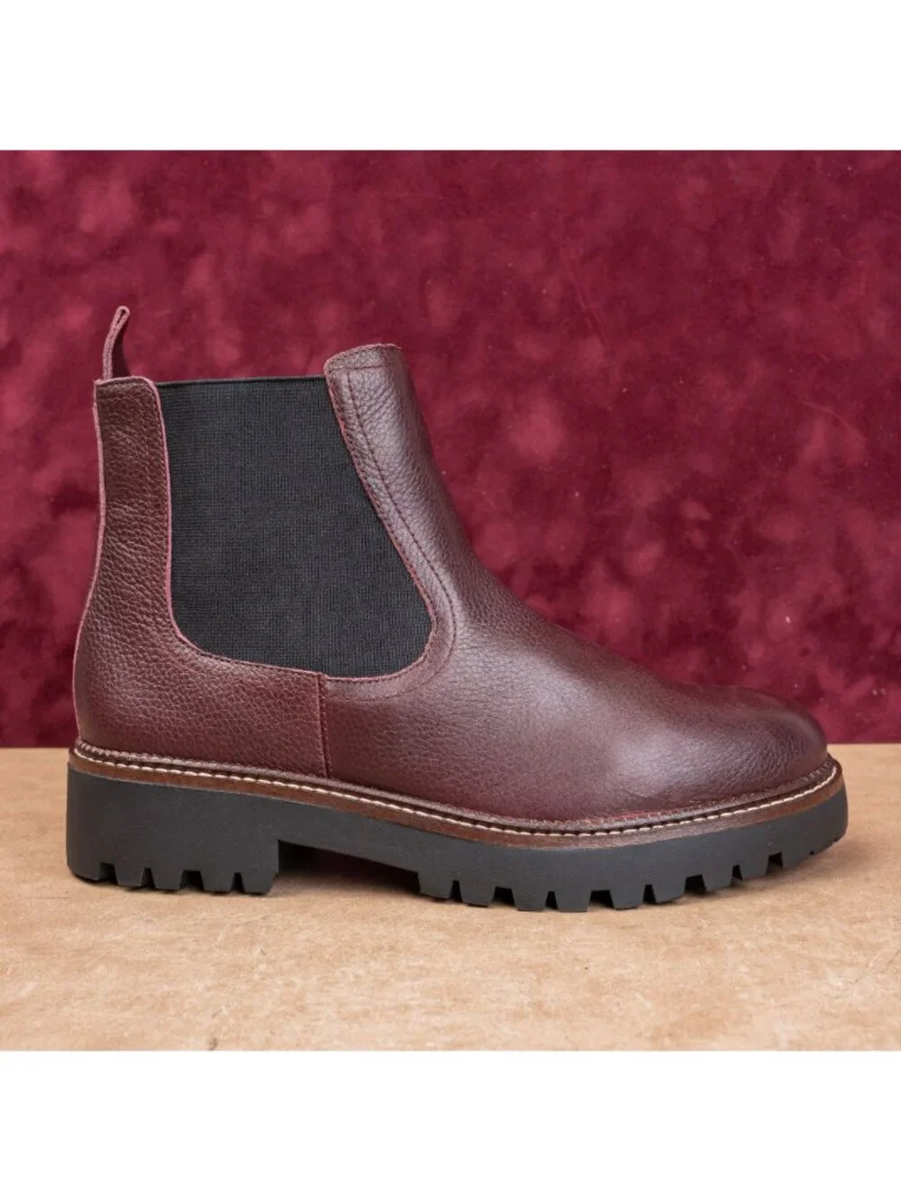 Caslon Women Miller Burgundy Leather Water Resistant Chelsea Boots Sz 9